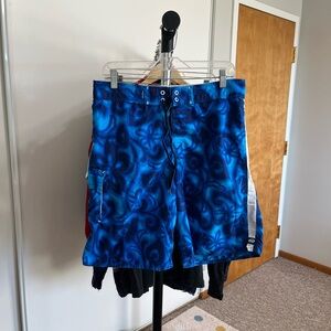 Vintage Quiksilver Blue Floral Men's Swim Shorts
